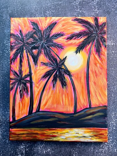 Online Paint and Sip Style Class Beginner Acrylic